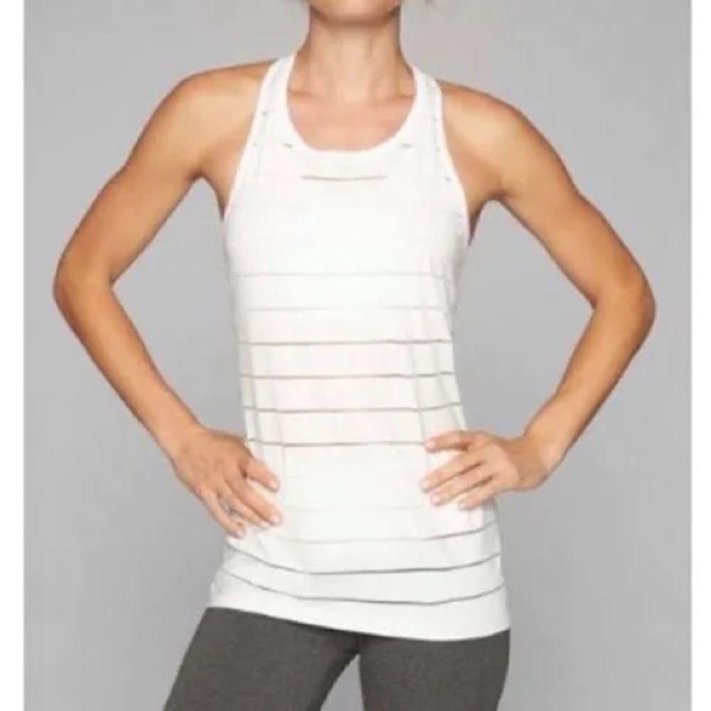 Athleta White Striped Sleeveless Racerback Tank XS